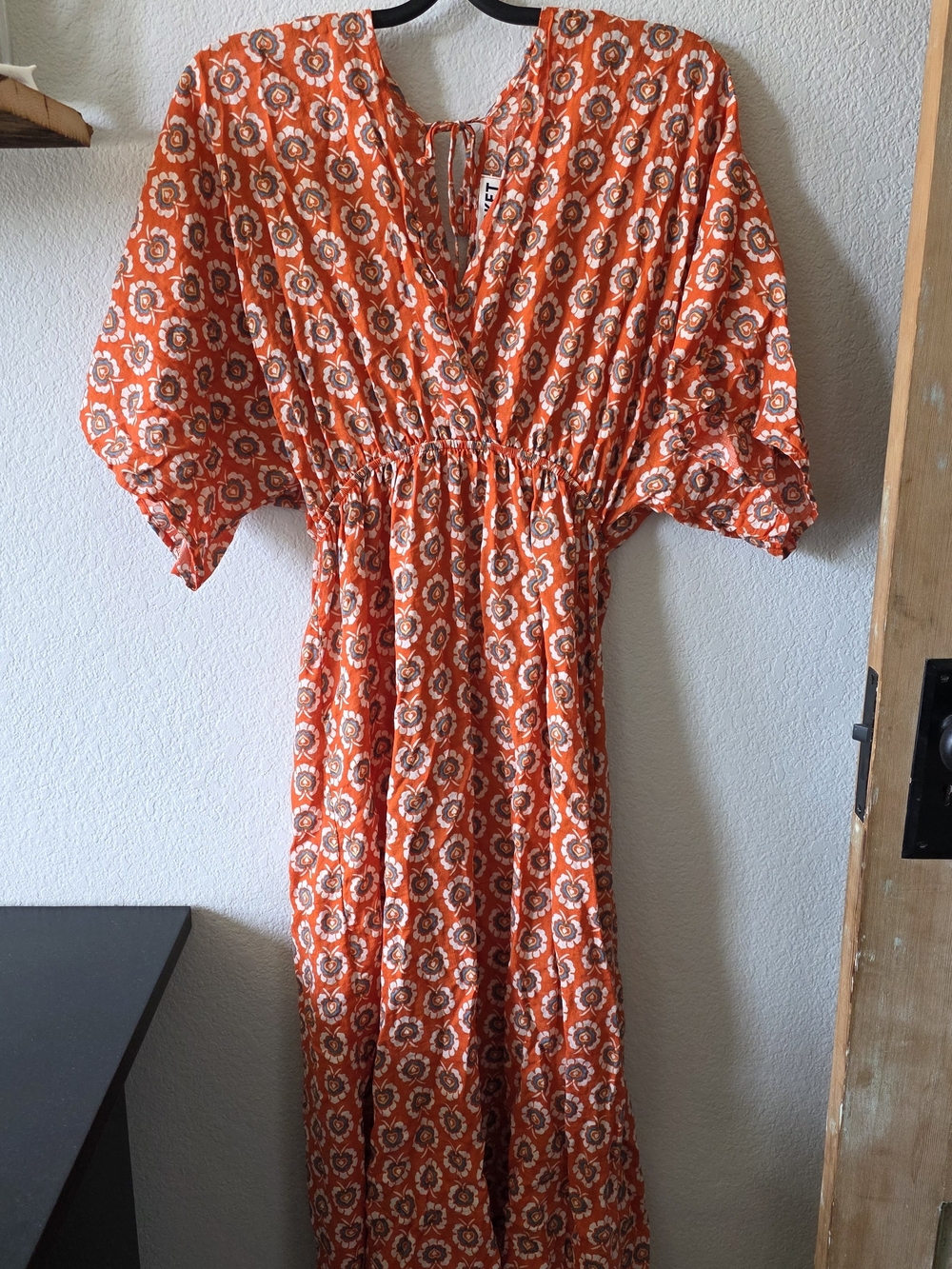 BUCKETLIST Orange Floral V-Neck Maxi Dress